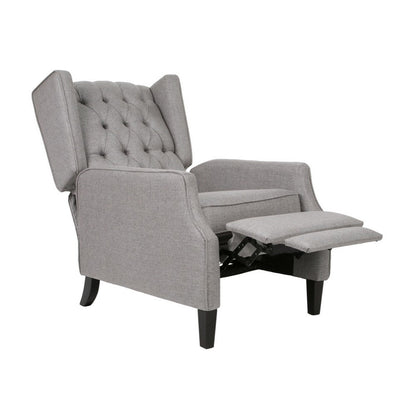Octa Manual Recliner Chair, Button Tufted Wingback Design, Dark Gray