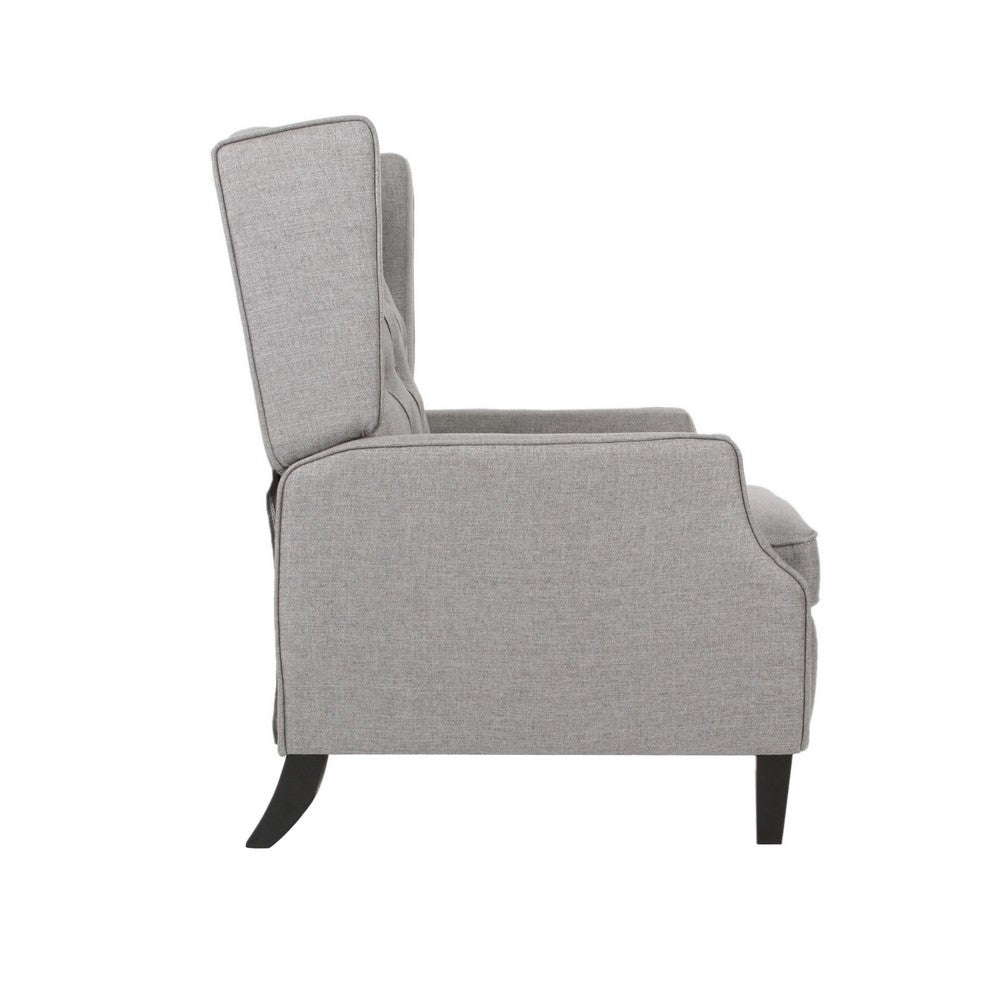 Octa Manual Recliner Chair, Button Tufted Wingback Design, Dark Gray