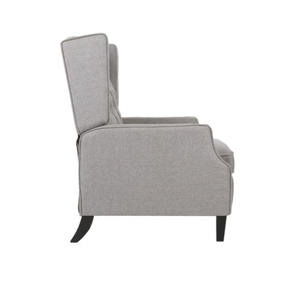 Octa Manual Recliner Chair, Button Tufted Wingback Design, Dark Gray