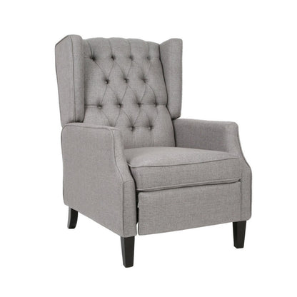 Octa Manual Recliner Chair, Button Tufted Wingback Design, Dark Gray