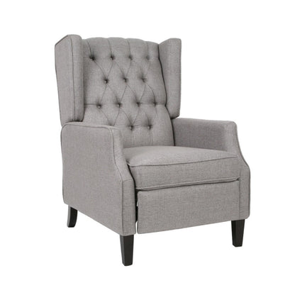 Octa Manual Recliner Chair, Button Tufted Wingback Design, Dark Gray