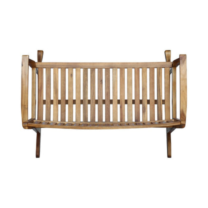 Outdoor Rocking Loveseat Bench, 50 Inch, Natural Brown Acacia Wood