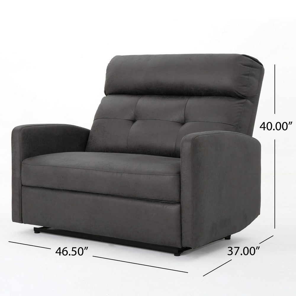 Power Recliner Chair, Oversize Wide Seat, Tufted Slate Gray Microfiber