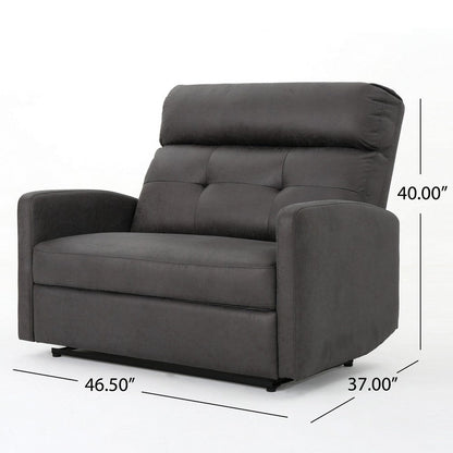 Power Recliner Chair, Oversize Wide Seat, Tufted Slate Gray Microfiber