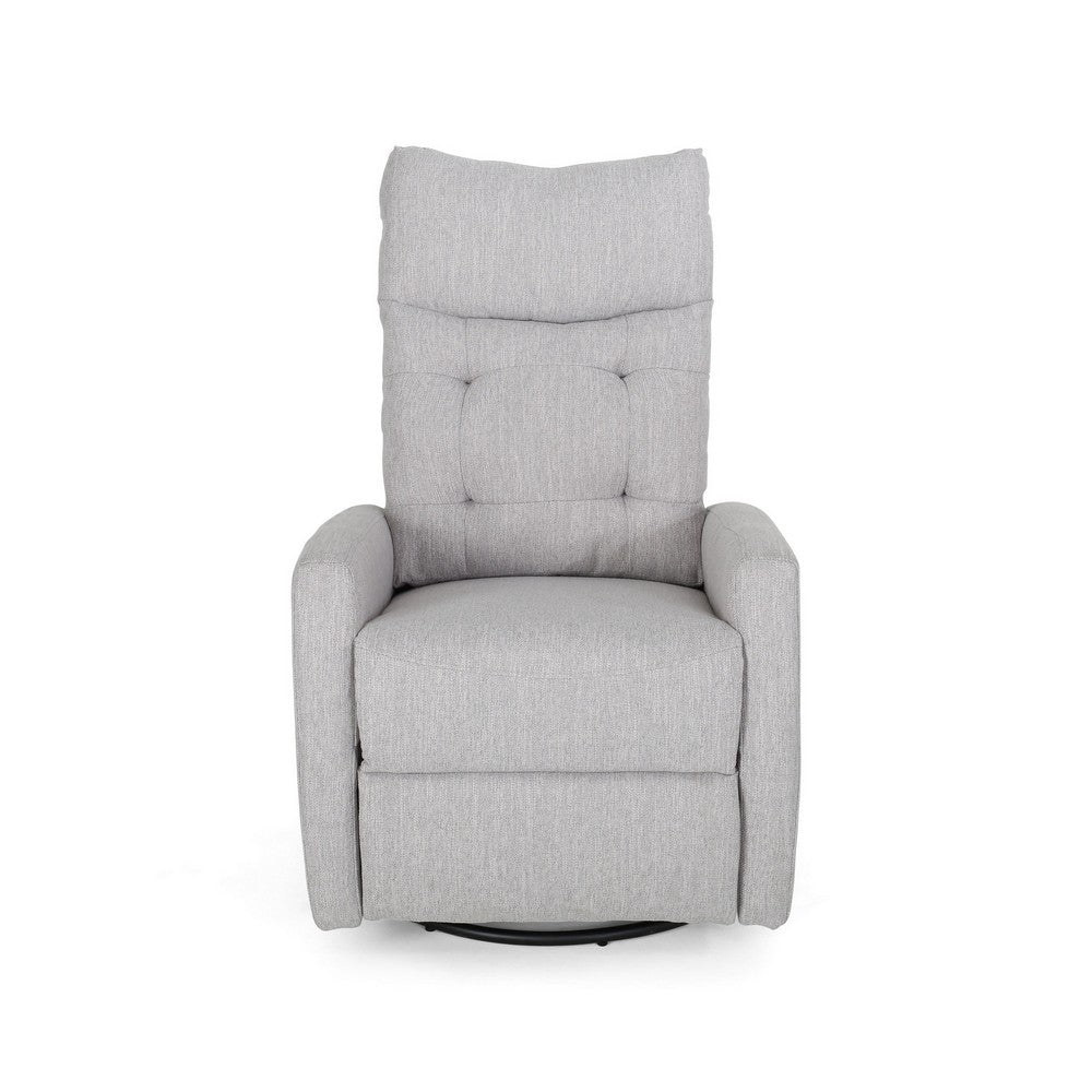 Manual Glider Swivel Recliner Chair, Tufted Split Design, Light Gray