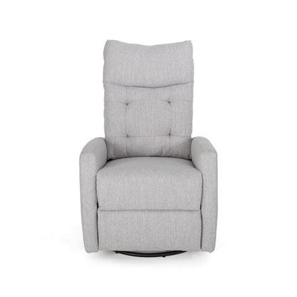 Manual Glider Swivel Recliner Chair, Tufted Split Design, Light Gray