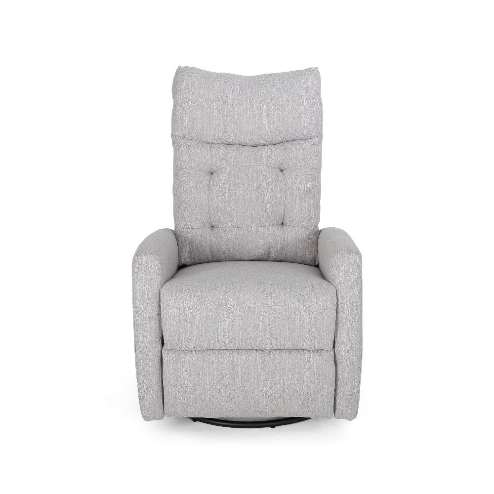Manual Glider Swivel Recliner Chair, Tufted Split Design, Light Gray