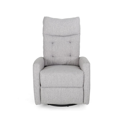 Manual Glider Swivel Recliner Chair, Tufted Split Design, Light Gray