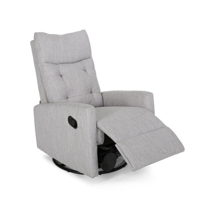 Manual Glider Swivel Recliner Chair, Tufted Split Design, Light Gray