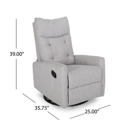 Manual Glider Swivel Recliner Chair, Tufted Split Design, Light Gray