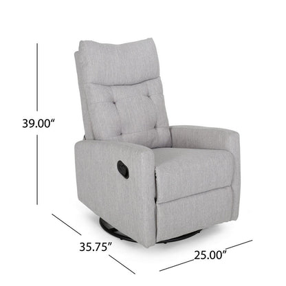 Manual Glider Swivel Recliner Chair, Tufted Split Design, Light Gray