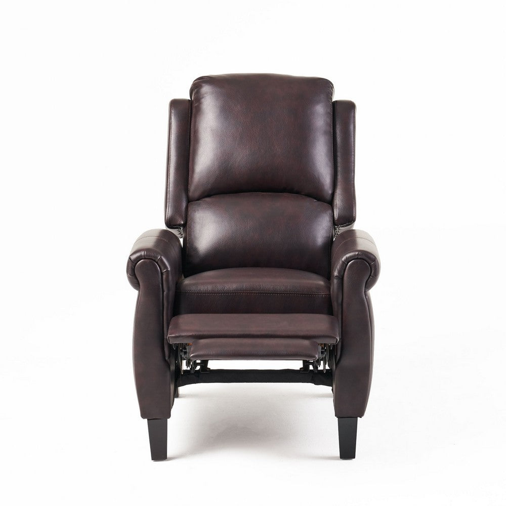 Manual Recliner Lounge Chair, Burgundy Brown Faux Leather Upholstery