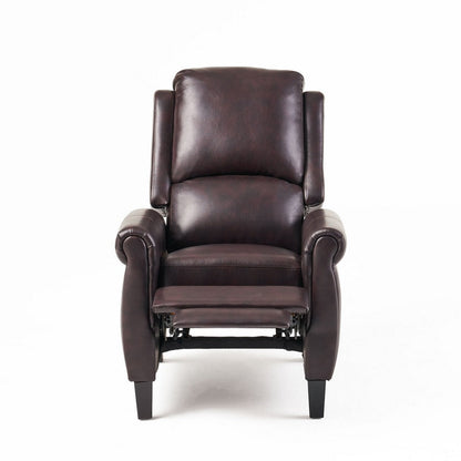 Manual Recliner Lounge Chair, Burgundy Brown Faux Leather Upholstery