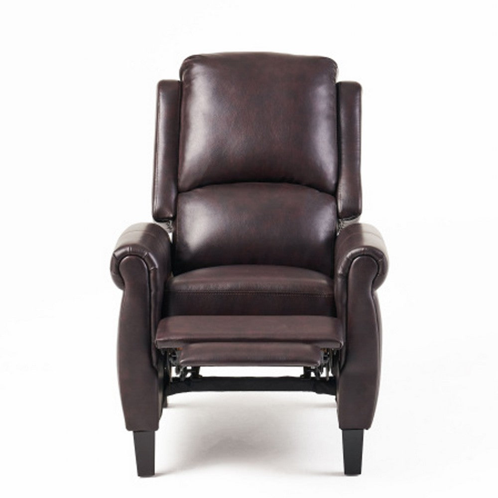 Manual Recliner Lounge Chair, Burgundy Brown Faux Leather Upholstery