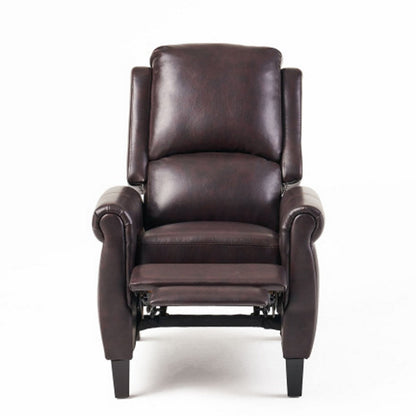 Manual Recliner Lounge Chair, Burgundy Brown Faux Leather Upholstery