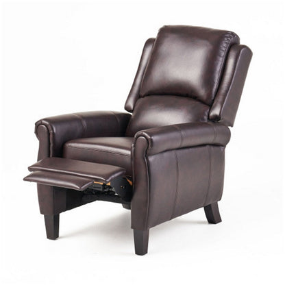Manual Recliner Lounge Chair, Burgundy Brown Faux Leather Upholstery