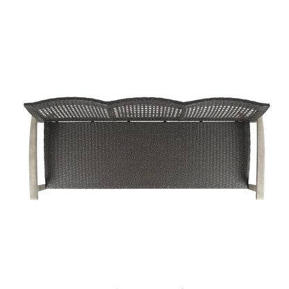 Bops Outdoor Sofa, Gray PE Woven Wicker, Coastal Acacia Wood Frame