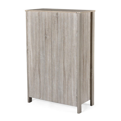 Sifa Tall Dresser Chest, 5 Drawers, Rustic Oak Gray MDF, Black Handles