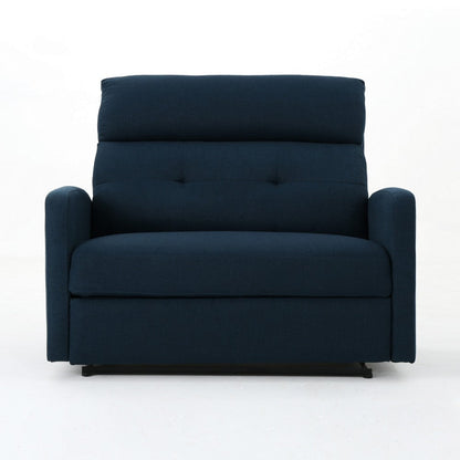 Power Recliner Chair, Oversize Wide Seat, Tufted Navy Blue Fabric