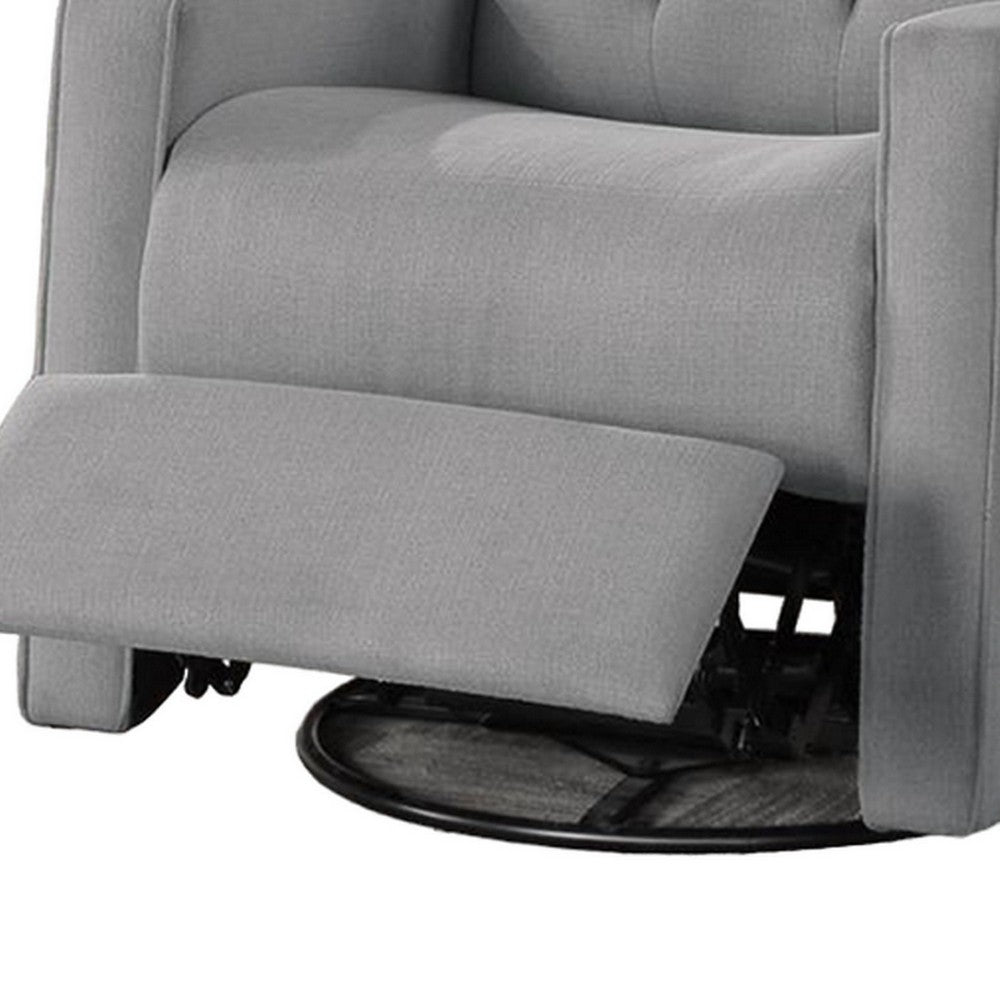 Manie Swivel Glider Manual Recliner, Solid Wood, Classic Gray Burlap