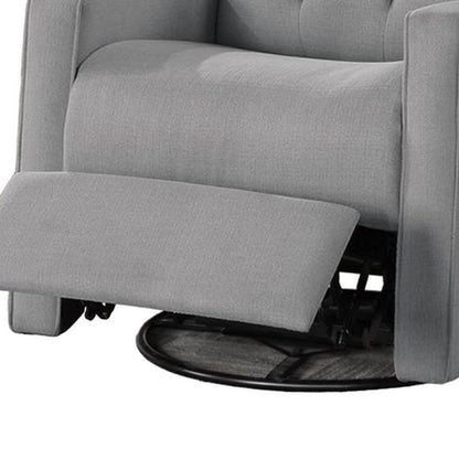 Manie Swivel Glider Manual Recliner, Solid Wood, Classic Gray Burlap