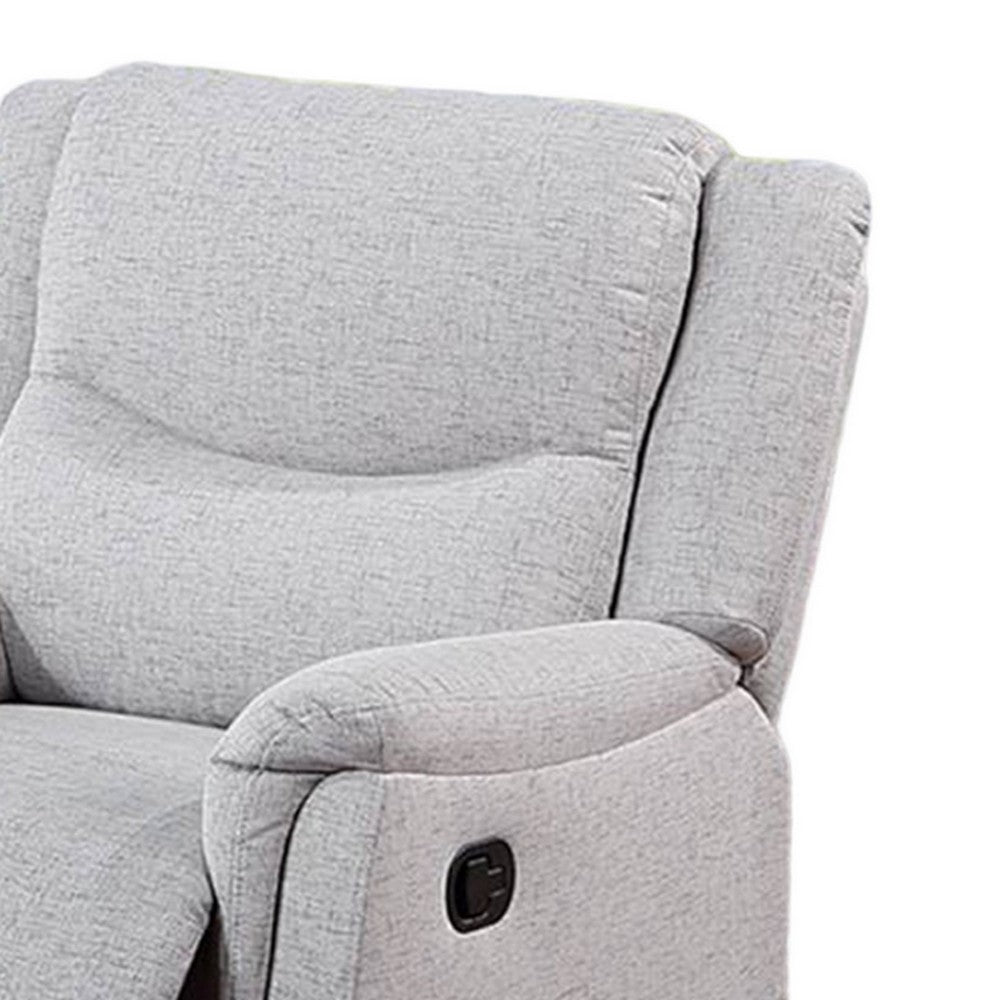 Ammy Manual Recliner Chair, Pillow Arms, Solid Wood, White Faux Burlap