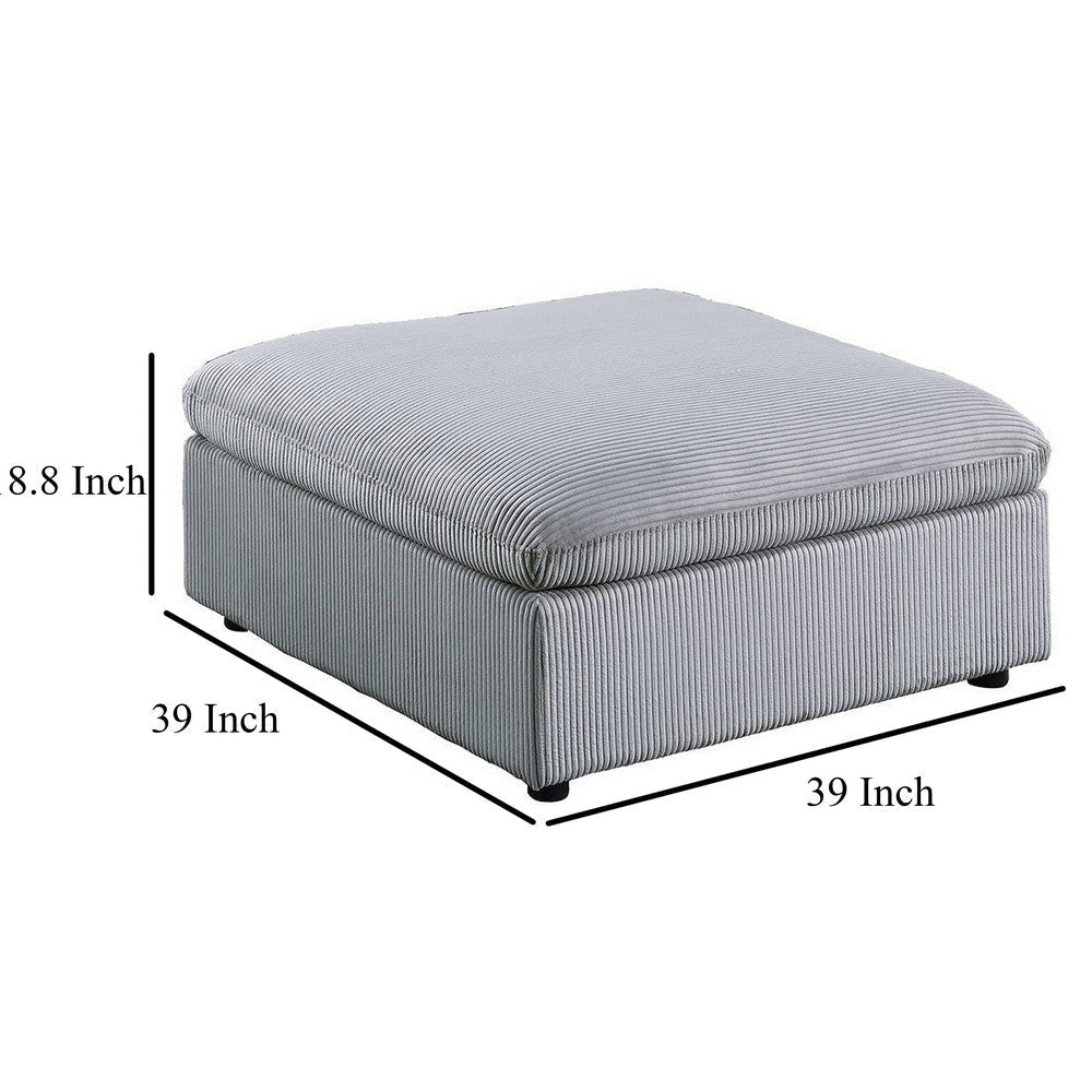 Joana Cocktail Ottoman, Light Gray Corduroy, Modular Square 39 Inch