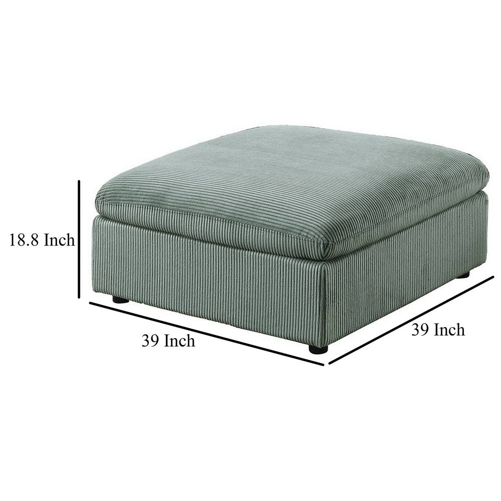 Joana Cocktail Ottoman, Sage Green Corduroy, Modular Square 39 Inch