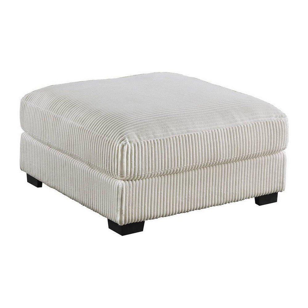 Joana Cocktail Ottoman, Light Gray Wide Welt Corduroy Fabric, 37 Inch
