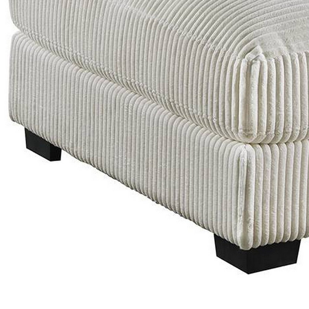 Joana Cocktail Ottoman, Light Gray Wide Welt Corduroy Fabric, 37 Inch