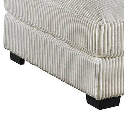Joana Cocktail Ottoman, Light Gray Wide Welt Corduroy Fabric, 37 Inch