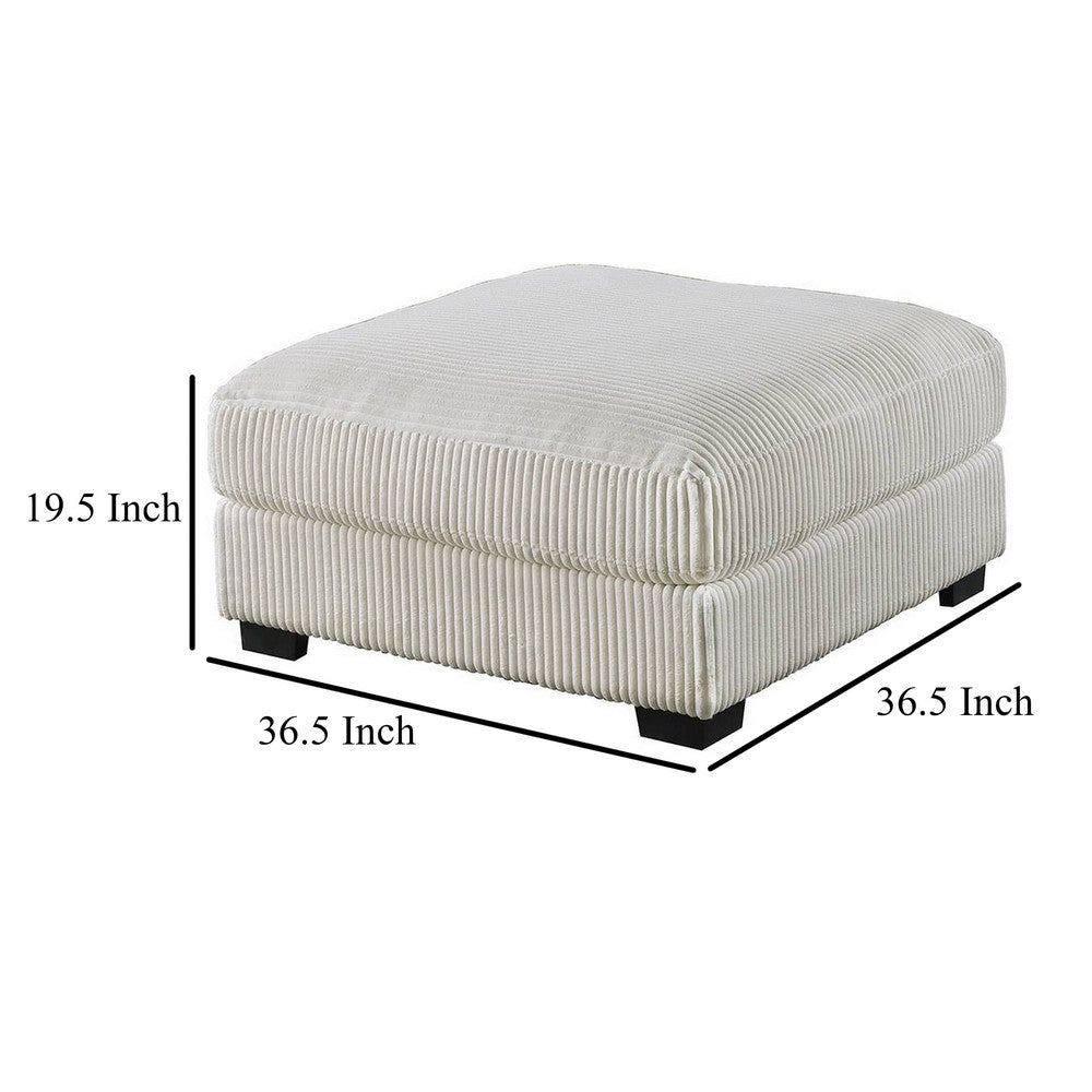 Joana Cocktail Ottoman, Light Gray Wide Welt Corduroy Fabric, 37 Inch