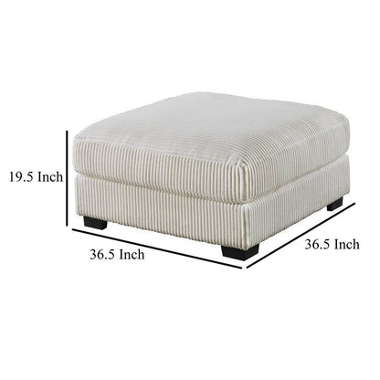 Joana Cocktail Ottoman, Light Gray Wide Welt Corduroy Fabric, 37 Inch