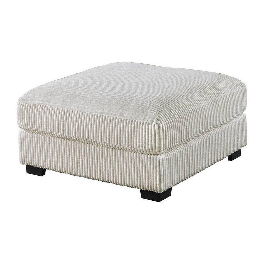 Joana Cocktail Ottoman, Light Gray Wide Welt Corduroy Fabric, 37 Inch