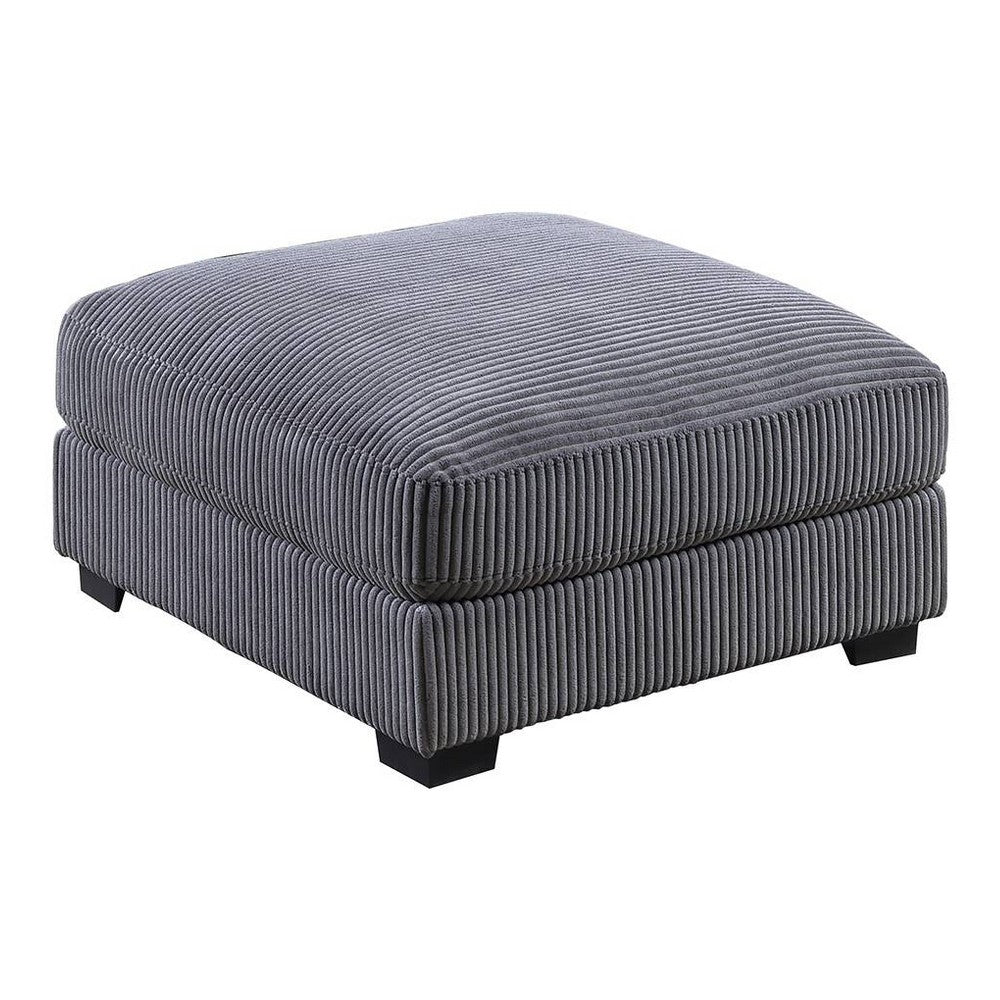 Joana Cocktail Ottoman, Dark Gray Wide Welt Corduroy Fabric, 37 Inch