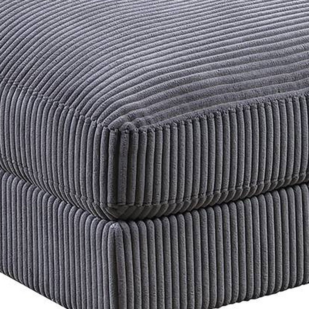Joana Cocktail Ottoman, Dark Gray Wide Welt Corduroy Fabric, 37 Inch