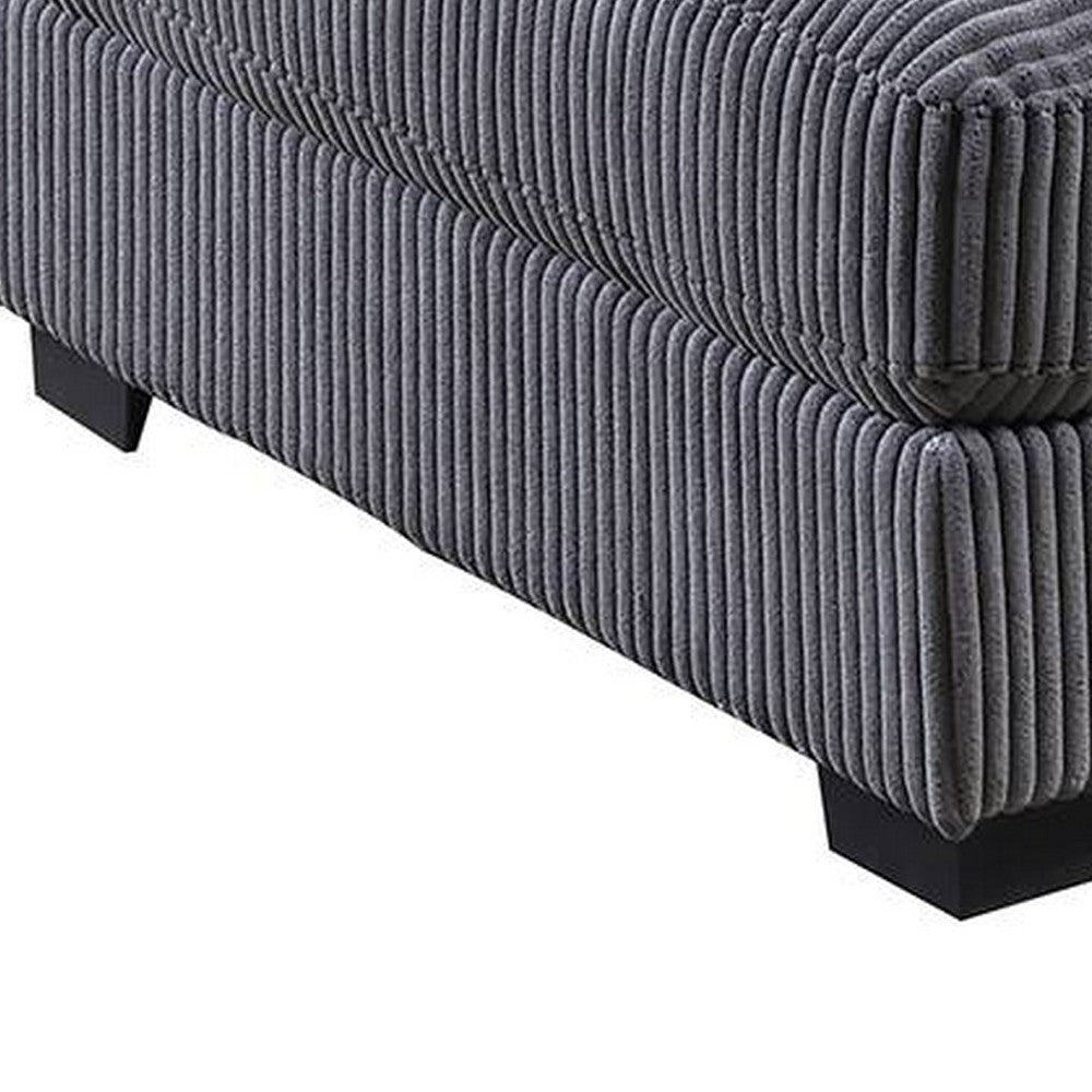 Joana Cocktail Ottoman, Dark Gray Wide Welt Corduroy Fabric, 37 Inch
