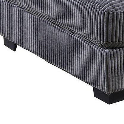 Joana Cocktail Ottoman, Dark Gray Wide Welt Corduroy Fabric, 37 Inch