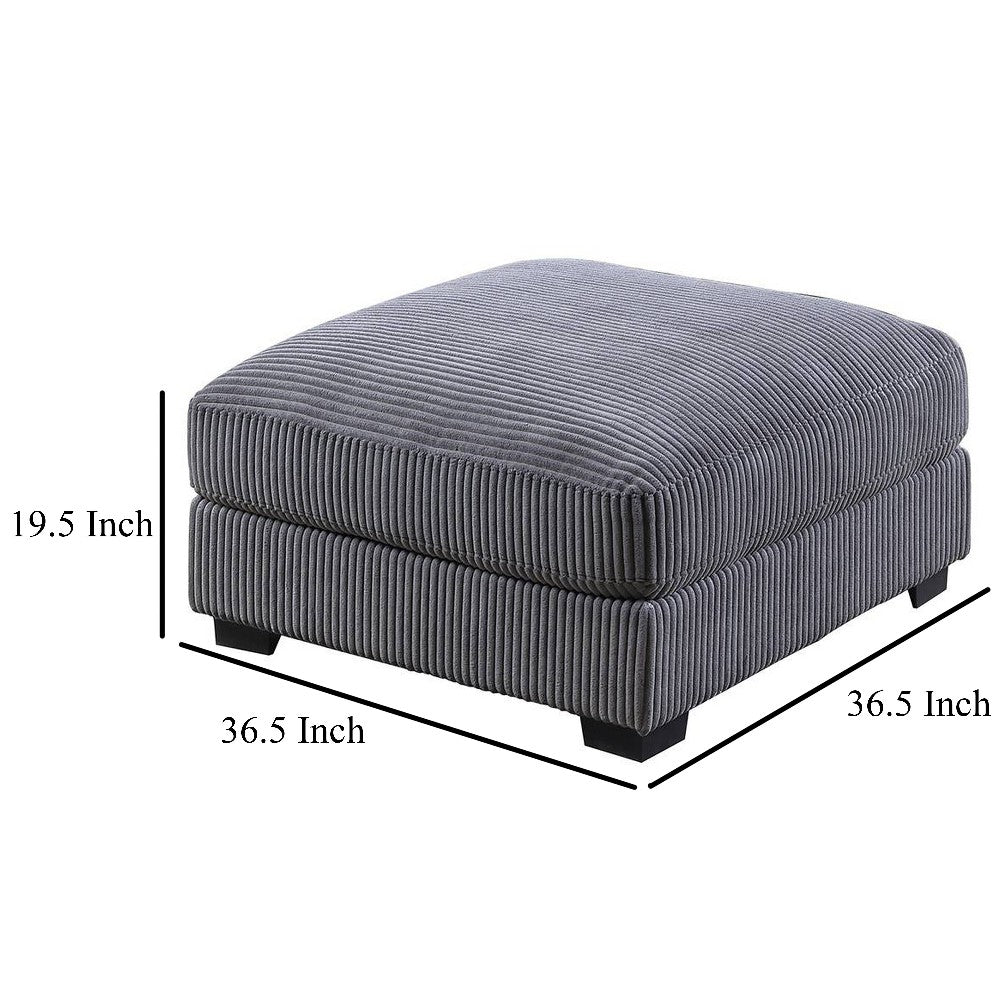 Joana Cocktail Ottoman, Dark Gray Wide Welt Corduroy Fabric, 37 Inch