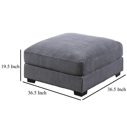 Joana Cocktail Ottoman, Dark Gray Wide Welt Corduroy Fabric, 37 Inch