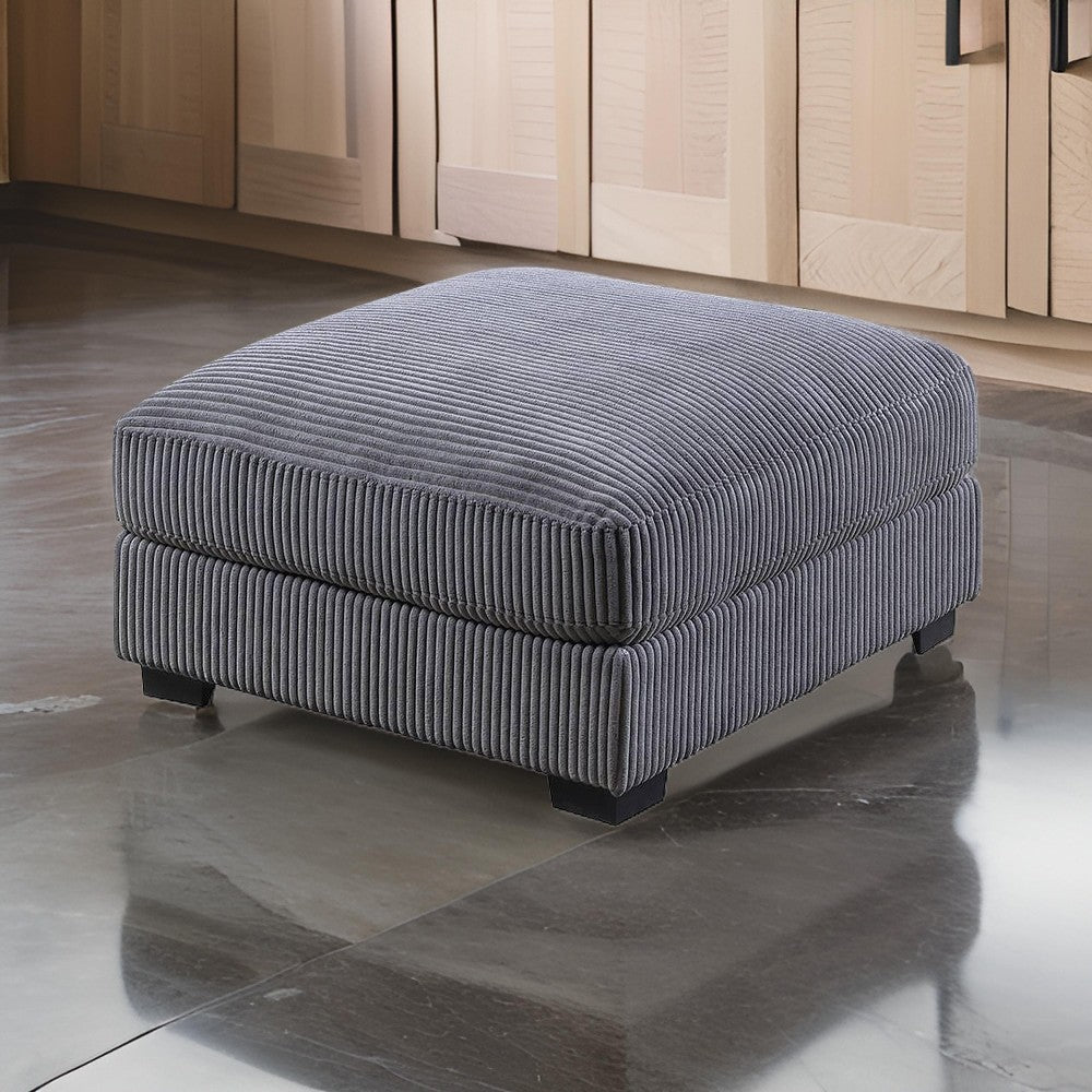 Joana Cocktail Ottoman, Dark Gray Wide Welt Corduroy Fabric, 37 Inch