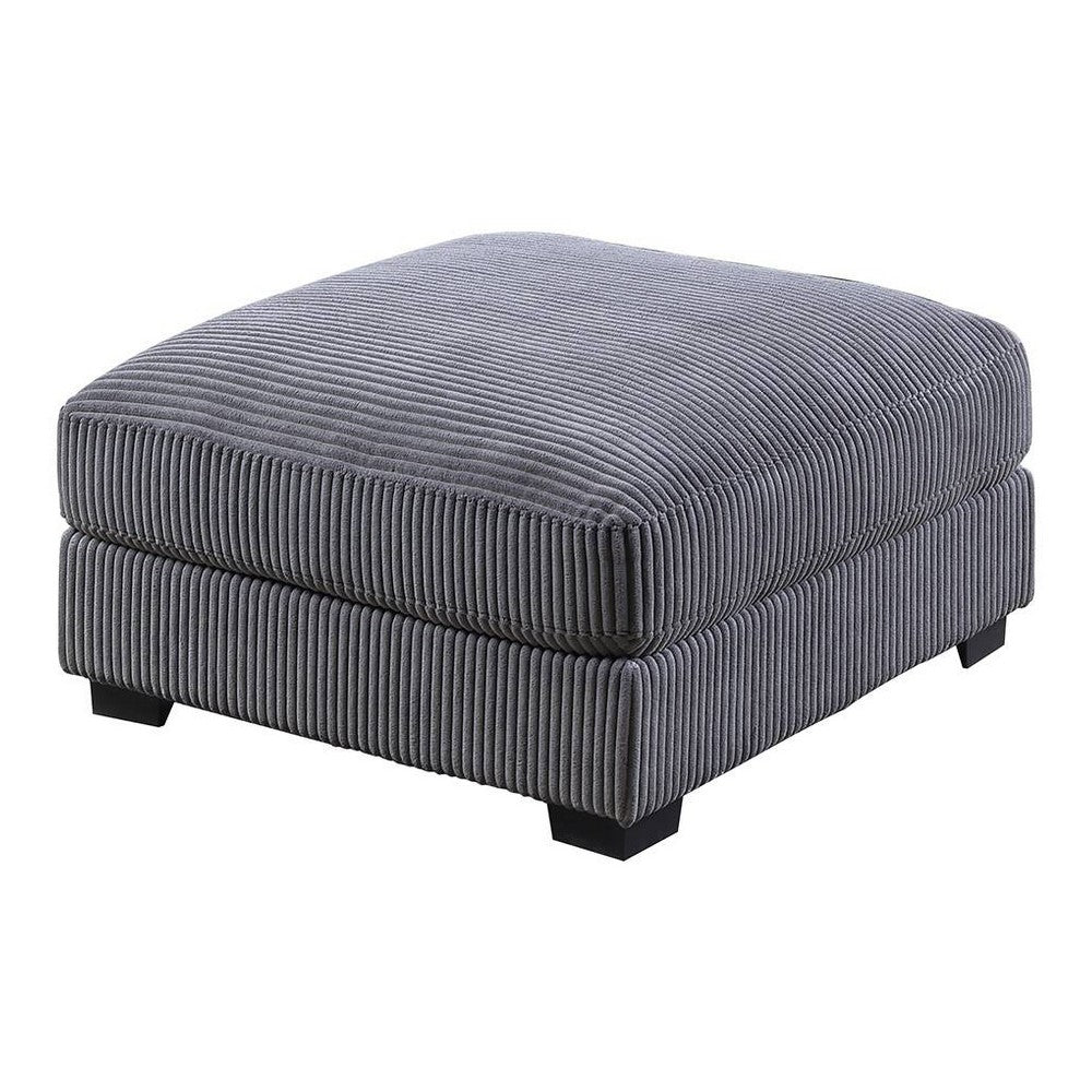 Joana Cocktail Ottoman, Dark Gray Wide Welt Corduroy Fabric, 37 Inch