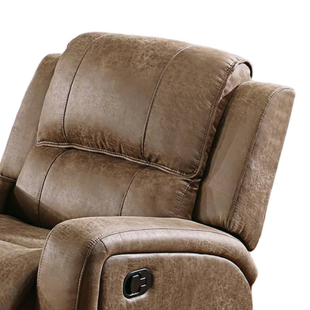 Charles Manual Recliner Chair, Chestnut Brown Faux Leather, Solid Wood