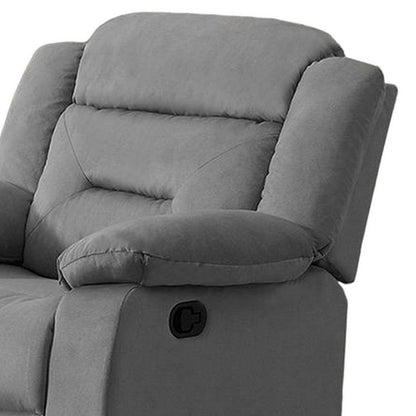 Niko Manual Recliner Chair, Soft Tufted Light Gray Velvet, Solid Wood
