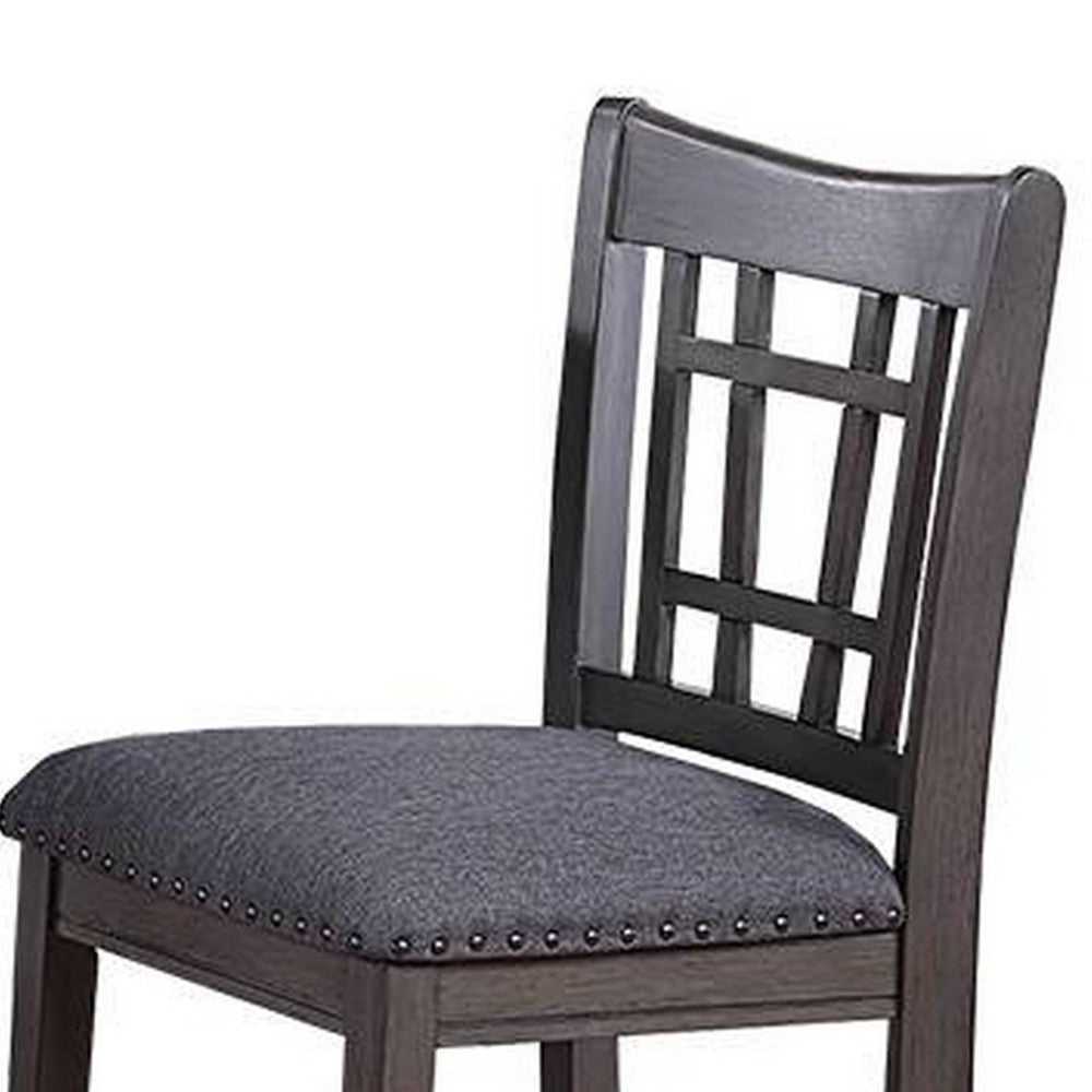 Raha Counter Height Chairs, Set of 2, Nailhead Trim, Open Square Back, Dark Gray