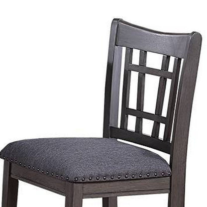 Raha Counter Height Chairs, Set of 2, Nailhead Trim, Open Square Back, Dark Gray