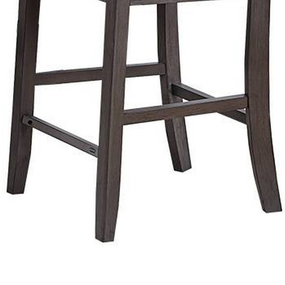 Raha Counter Height Chairs, Set of 2, Nailhead Trim, Open Square Back, Dark Gray