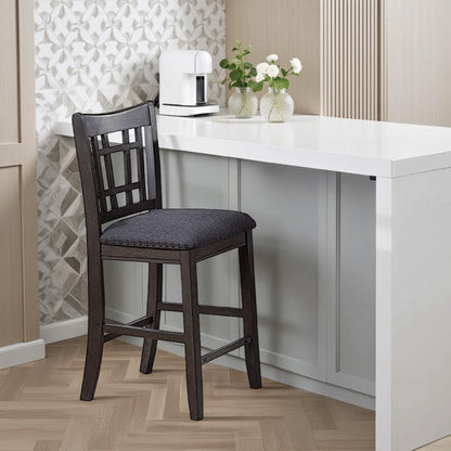 Raha Counter Height Chairs, Set of 2, Nailhead Trim, Open Square Back, Dark Gray