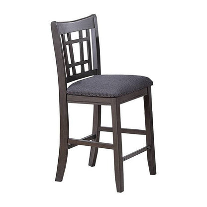 Raha Counter Height Chairs, Set of 2, Nailhead Trim, Open Square Back, Dark Gray
