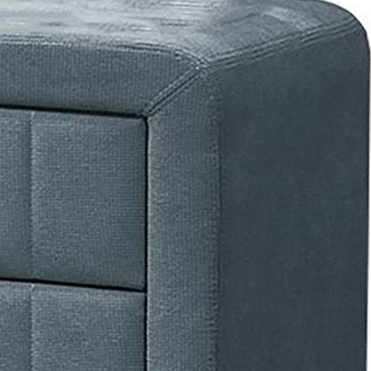 Rheo Nightstand, 2 Drawer, 22 Inch Slate Gray Brushed Linen Upholstery